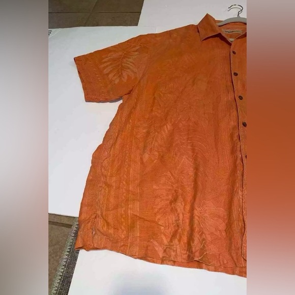 Tommy Bahama mens 100% silk orange button up shirt Hawaiian Size 2XL - Picture 5 of 11